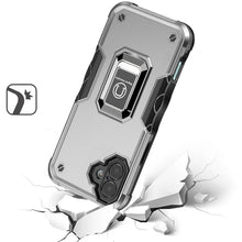 For iPhone 16 6.1inch Case Grip Design Magnetic Ring Stand Cover +Tempered Glass