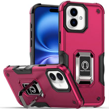 For iPhone 17 Case Grip Design with Metal Ring Stand Cover + Tempered Glass