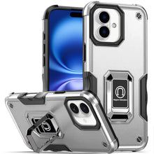 For iPhone 17 Case Grip Design with Metal Ring Stand Cover + Tempered Glass
