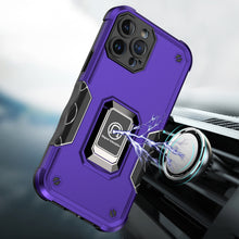 For iPhone XR Case Grip Design Metal Ring Stand Phone Cover + Tempered Glass