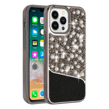 For iPhone 14 PRO Case Bling Faux Rhinestone and Pearl Hybrid Fashion Cover