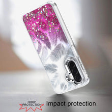 For Samsung A17 5G Case Feathers Glitter Epoxy Cute Phone Cover + Tempered Glass