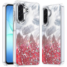 For Samsung A17 5G Case Feathers Glitter Epoxy Cute Phone Cover + Tempered Glass