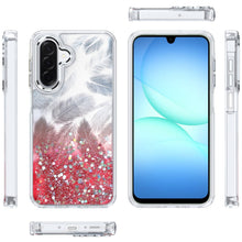 For Samsung A17 5G Case Feathers Glitter Epoxy Cute Phone Cover + Tempered Glass