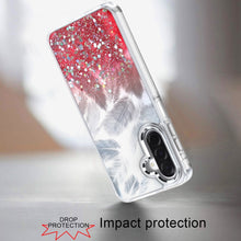 For Samsung A17 5G Case Feathers Glitter Epoxy Cute Phone Cover + Tempered Glass