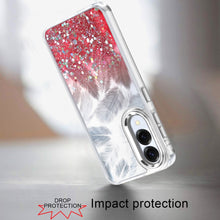 For Samsung S25 Edge Case Feathers Glitter Epoxy Phone Cover + Tempered Glass