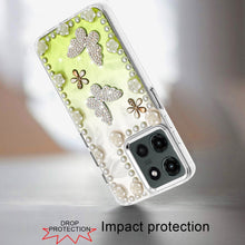 For Motorola Edge 2025 Case Floral and Faux Pearl Trim with 3D Bling Charms