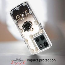 For Motorola Edge 2025 Case Floral and Faux Pearl Trim with 3D Bling Charms