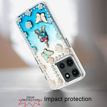 For Motorola Edge 2025 Case Floral and Faux Pearl Trim with 3D Bling Charms
