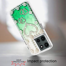 For Motorola Edge 2025 Case Floral and Faux Pearl Trim with 3D Bling Charms