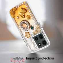 For Motorola Edge 2025 Case Floral and Faux Pearl Trim with 3D Bling Charms
