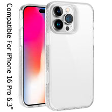 For iPhone 16 Pro 6.3in Case Premium Trans Clear Hybrid Cover + Tempered Glass