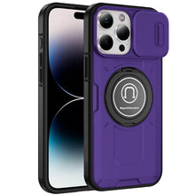 For iPhone 14 PRO MAX 6.7 in. Case Sliding Lens Cover Metal Rotating Ring Stand