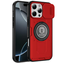 For iPhone 16 PRO MAX Case Sliding Lens Cover Metal Ring Stand + Tempered Glass