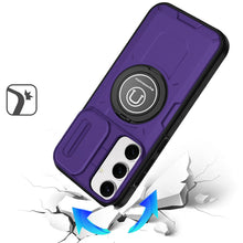 For Samsung S25+/S24+ Case Sliding Lens Cover Metal Ring Stand + Tempered Glass