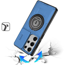 For Samsung S25 Ultra Case Sliding Lens Cover Metal Ring Stand + Tempered Glass