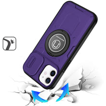 For iPhone 12/12 Pro Case Sliding Lens Cover Metal Ring Stand + Tempered Glass