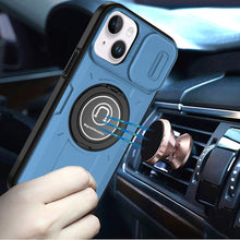 For iPhone 15 Case Sliding Camera Lens Cover Metal Ring Stand + 2 Tempered Glass