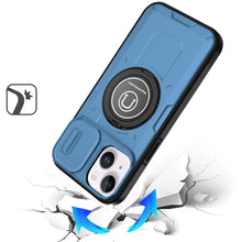 For iPhone 15 Case Sliding Camera Lens Cover Metal Ring Stand + 2 Tempered Glass