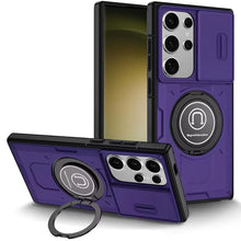 For Samsung S23 Ultra Case Sliding Lens Cover with Metal 360 Rotating Ring Stand