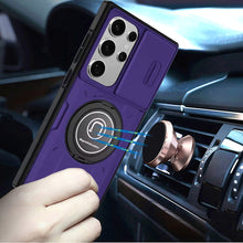 For Samsung S23 Ultra Case Sliding Lens Cover with Metal 360 Rotating Ring Stand