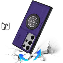 For Samsung S23 Ultra Case Sliding Lens Cover with Metal 360 Rotating Ring Stand