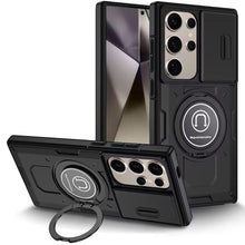 Samsung Galaxy S24 Ultra Case Sliding Rear Camera Lens Cover Metal Ring Stand