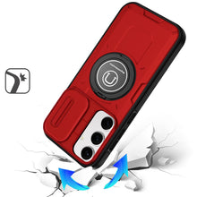 For Samsung S25/S24 Case Sliding Lens Cover Metal Ring Stand + Tempered Glass