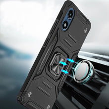 For Moto G Play 2024 Case Magnetic Kickstand Shockproof Hybrid + Tempered Glass