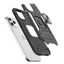 For iPhone 8 Plus/7 Plus Case Metal Kickstand Shockproof Cover + Tempered Glass