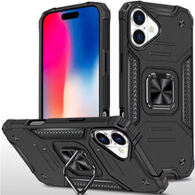 For iPhone 16 6.1inch Case Rugged Magnetic Stand Shockproof + Tempered Glass