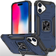 For iPhone 16 6.1inch Case Rugged Magnetic Stand Shockproof + Tempered Glass