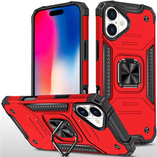 For iPhone 16 6.1inch Case Rugged Magnetic Stand Shockproof + Tempered Glass