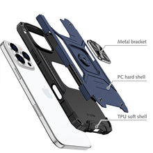 For iPhone 16 Pro 6.3in Case Rugged Magnetic Stand Shockproof + Tempered Glass