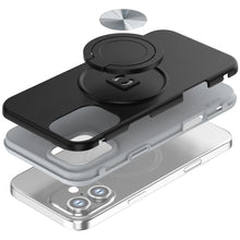 For iPhone 16 Plus 6.7in Solid Rugged Shockproof with 360 Stand + Tempered Glass