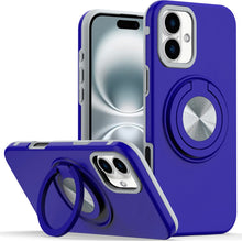 For iPhone 16 Plus 6.7in Solid Rugged Shockproof with 360 Stand + Tempered Glass