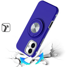 For iPhone 16 Plus 6.7in Solid Rugged Shockproof with 360 Stand + Tempered Glass