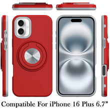 For iPhone 16 Plus 6.7in Solid Rugged Shockproof with 360 Stand + Tempered Glass