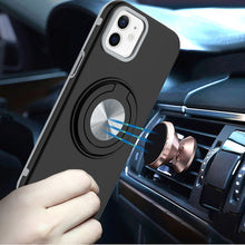 For iPhone 11 6.1 in. Case Solid Rugged Magnetic with Ring Stand +Tempered Glass