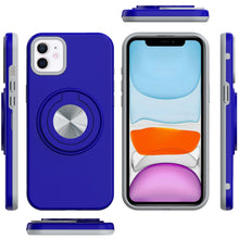 For iPhone 11 6.1 in. Case Solid Rugged Magnetic with Ring Stand +Tempered Glass