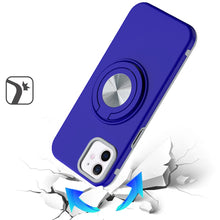 For iPhone 11 6.1 in. Case Solid Rugged Magnetic with Ring Stand +Tempered Glass
