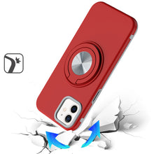 For iPhone 11 6.1 in. Case Solid Rugged Magnetic with Ring Stand +Tempered Glass