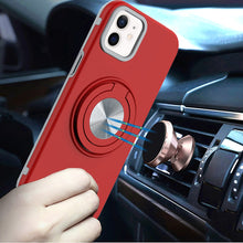 For iPhone 11 6.1 in. Case Solid Rugged Magnetic with Ring Stand +Tempered Glass