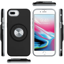 For iPhone 8 Plus/7 Plus Solid Rugged Shockproof with 360 Stand + Tempered Glass