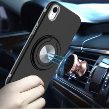 For iPhone XR Case Solid Rugged Shockproof Cover with 360 Stand + Tempered Glass