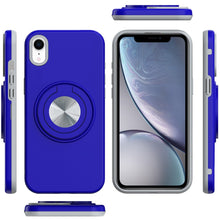 For iPhone XR Case Solid Rugged Shockproof Cover with 360 Stand + Tempered Glass
