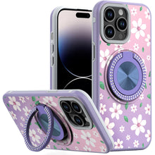 For iPhone 14 PRO MAX 6.7 in. Case Printed Design Metal Bling Ring Stand Cover