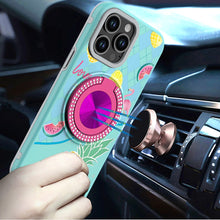 For iPhone 14 PRO MAX 6.7 in. Case Printed Design w/ Rotating Bling Ring Stand