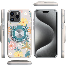 For iPhone 15 Pro Max Case Print Design Magnetic Bling Ring + 2 Tempered Glass