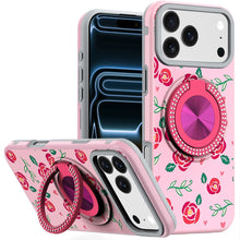 For iPhone 17 Pro Max Case Printed Design Bling 360 Stand Cover + Tempered Glass